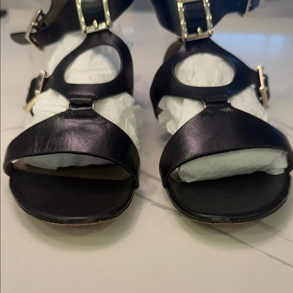 Versace Collection Black Leather Women's Sandals - Picture 4 of 13
